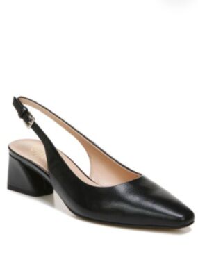 Franco Sarto Jacer Black Leather Slingback Block Heel Mule
